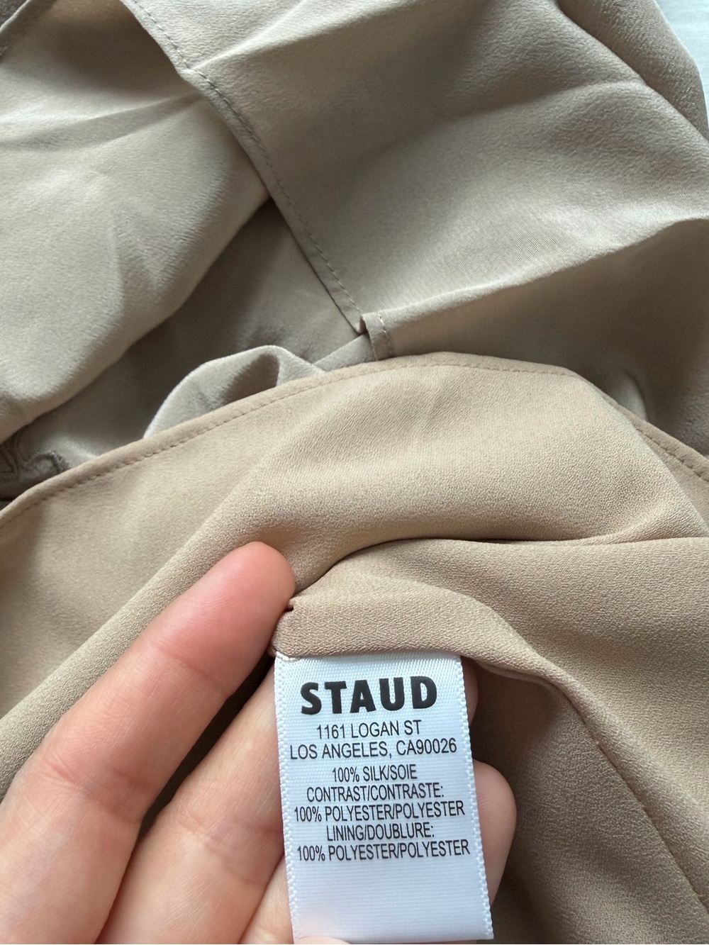 Staud NWT Medium Delfina Silk Maxi Dress Dune Nude - Picture 11 of 12